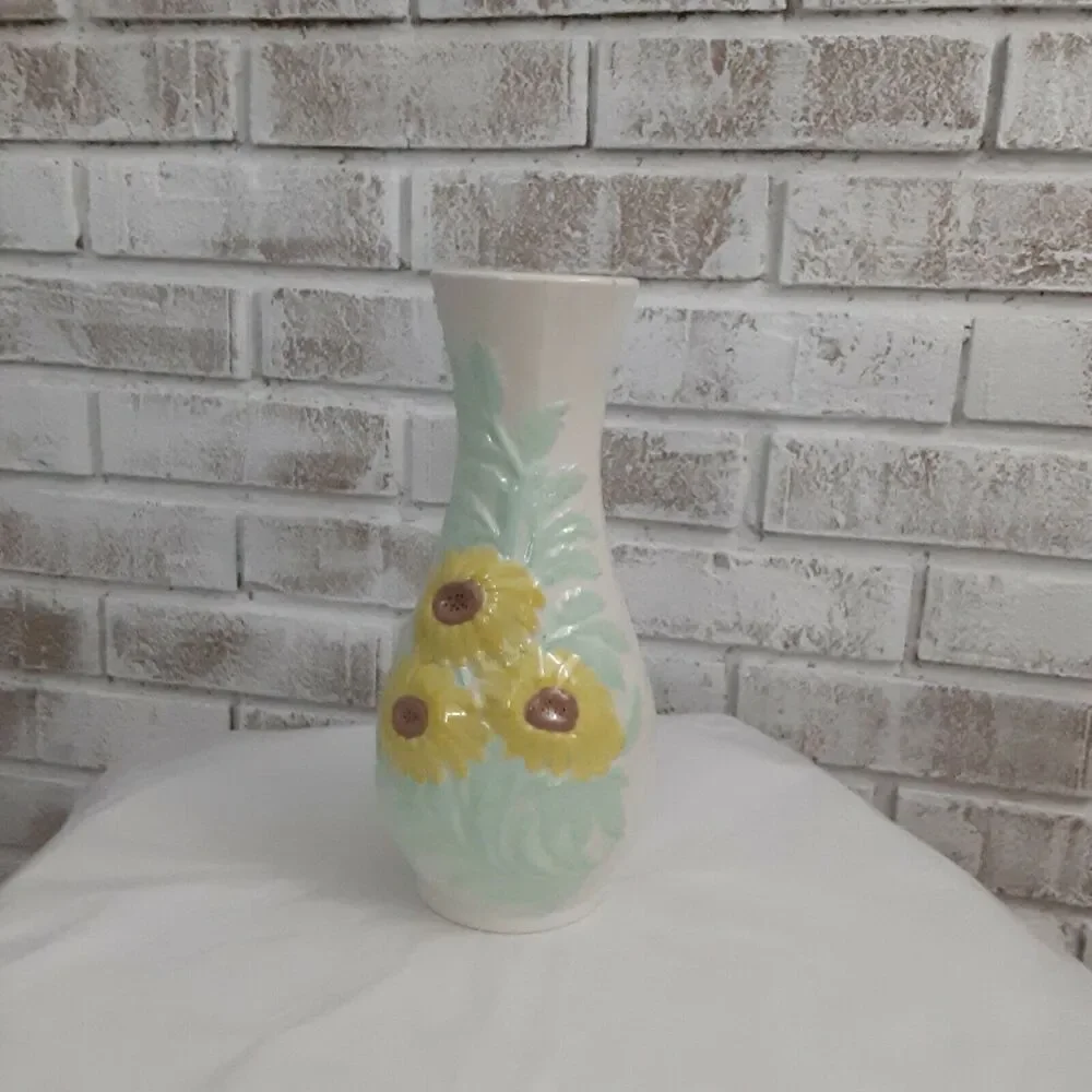 Antique Holland Mold Ceramic Vase Handpainted Romantic Note